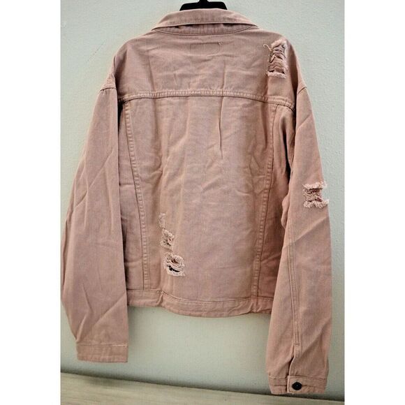 Liquor N Poker Men's Sz M Pink 90s Distressed Oversized Denim Jacket $75 - Picture 2 of 10